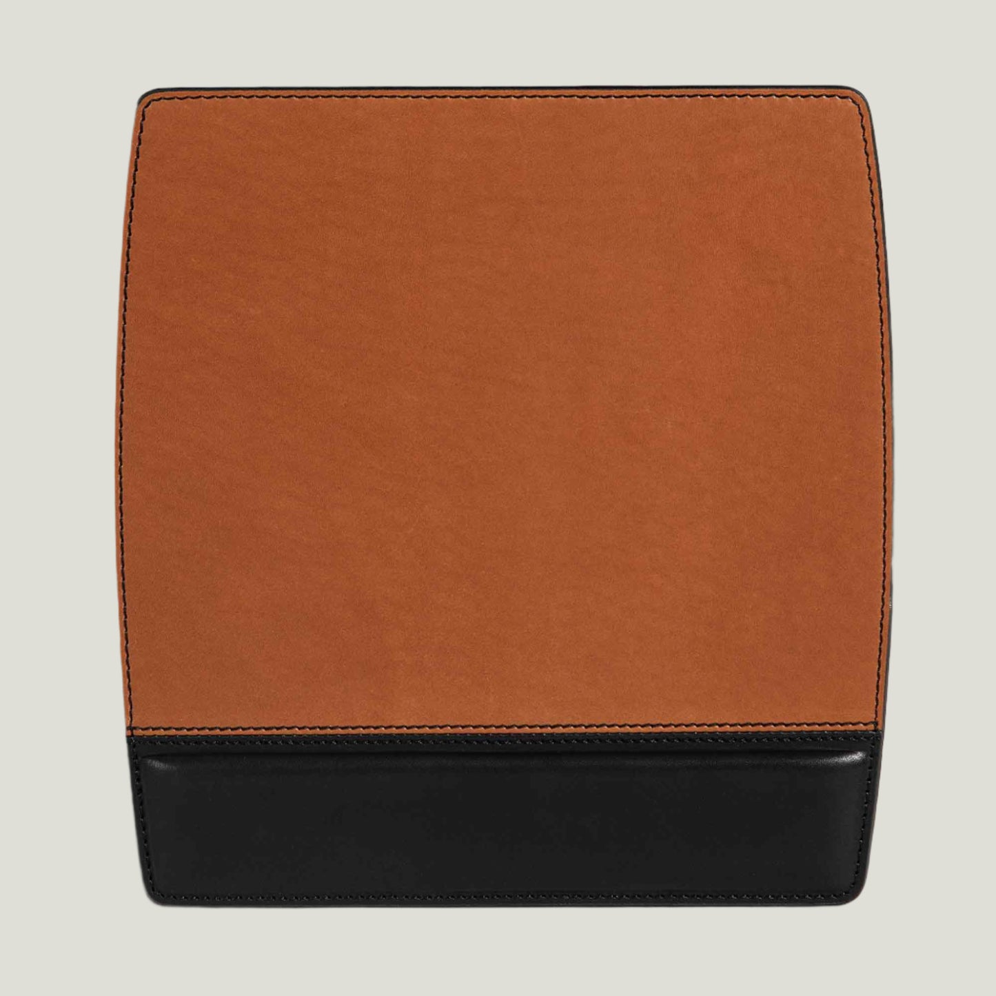 Bumpy Leather Mouse Pad in Maui Taba Brown, made from full-grain aniline leather with a suede backing, rigid structure, and personalized initials.