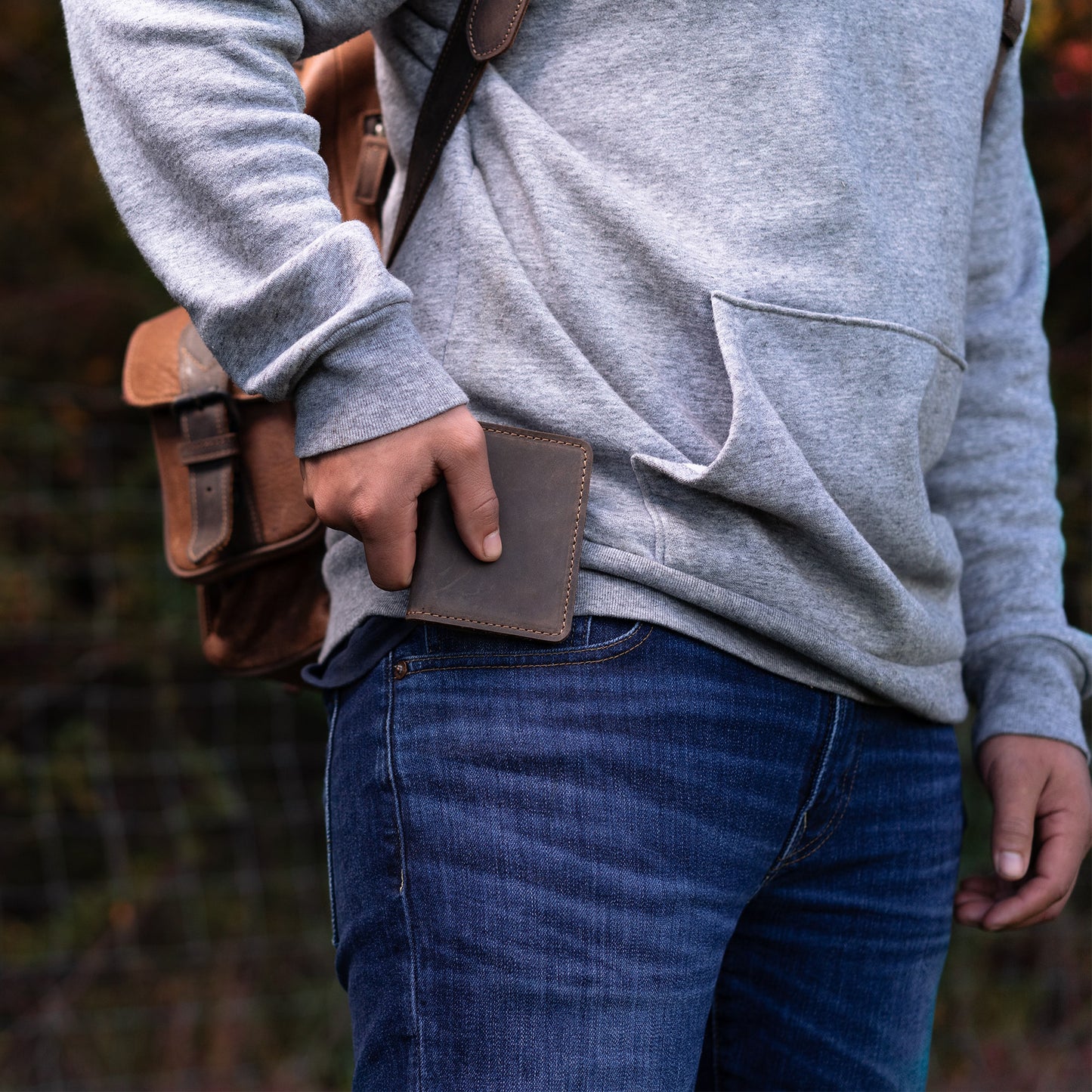 Handcrafted Knox Bifold Wallet in Chestnut, made from top-grain leather with fire-branded personalization. Timeless design, built to age beautifully.