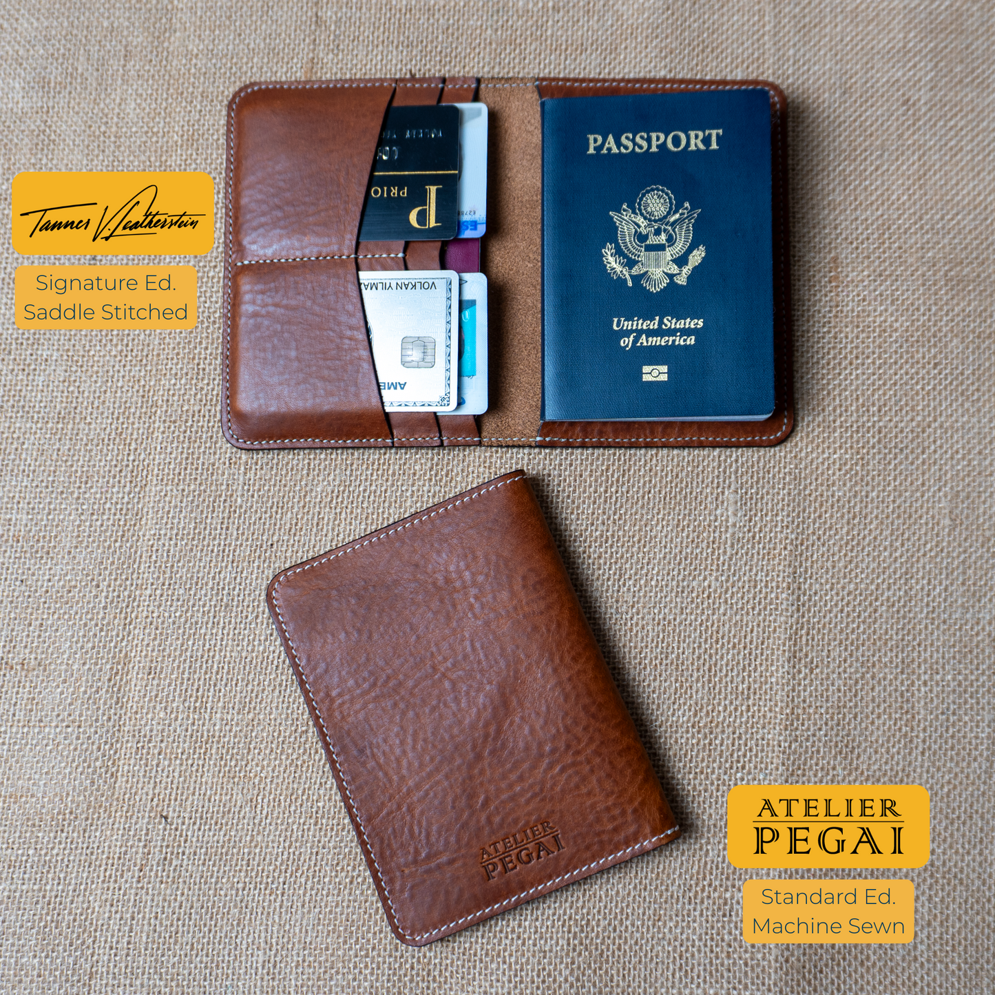 Pike Leather Passport Wallet | Vegtan Brown