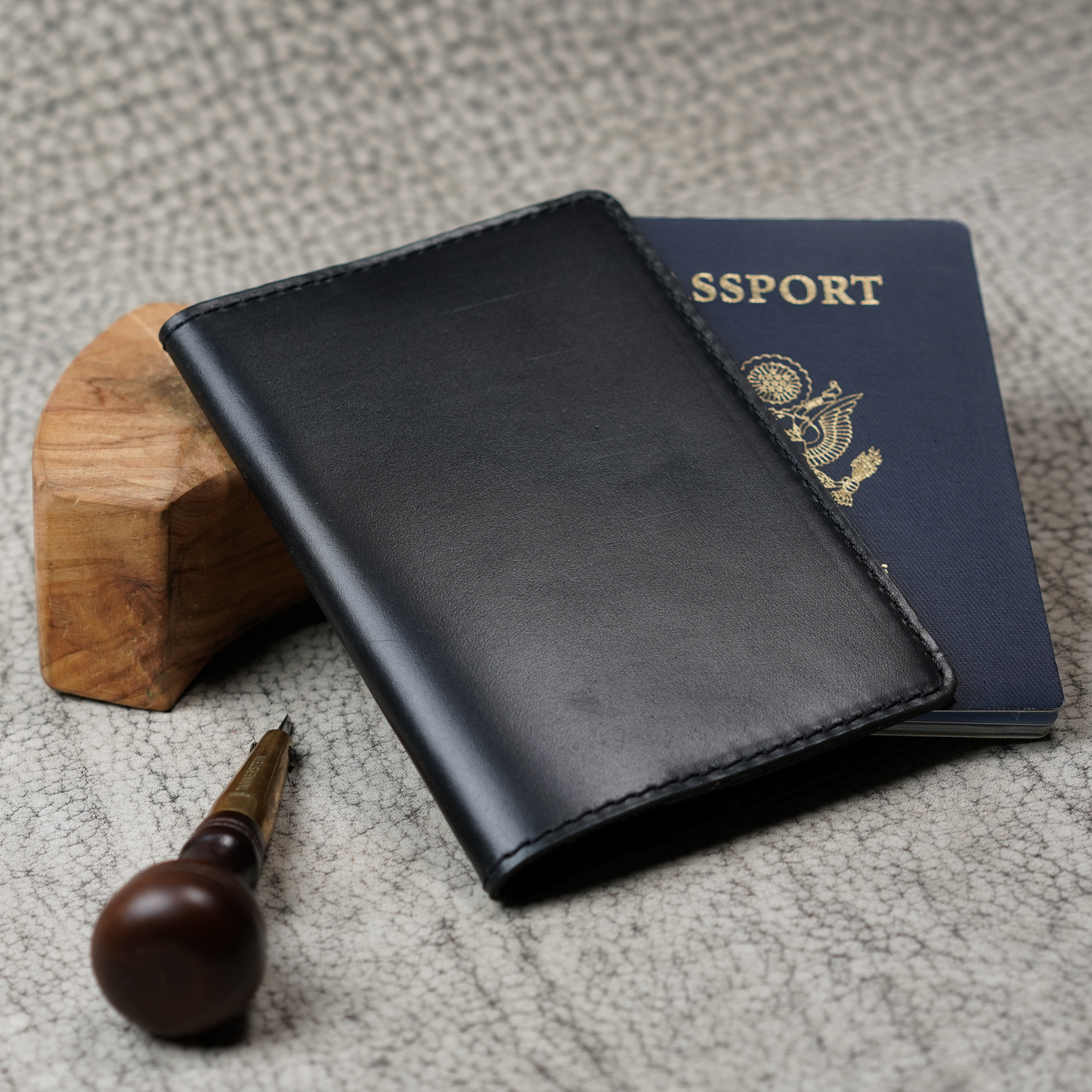 DeKalb Leather Passport Cover | Dual Tone Black