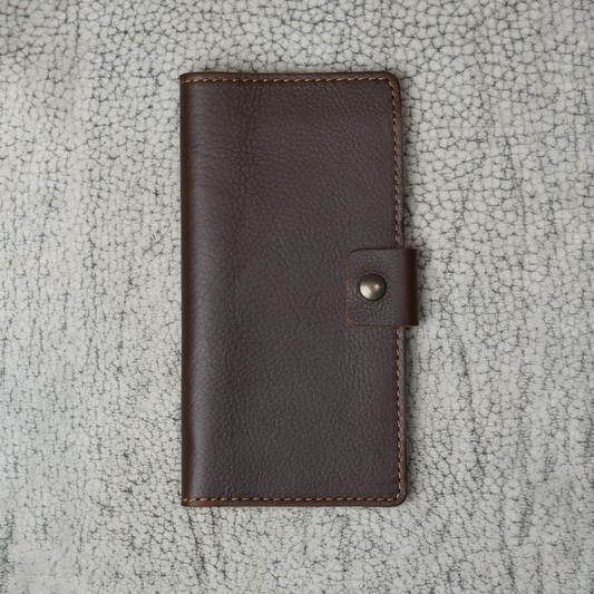 Clark Leather Checkbook Cover | Dymnos Brown