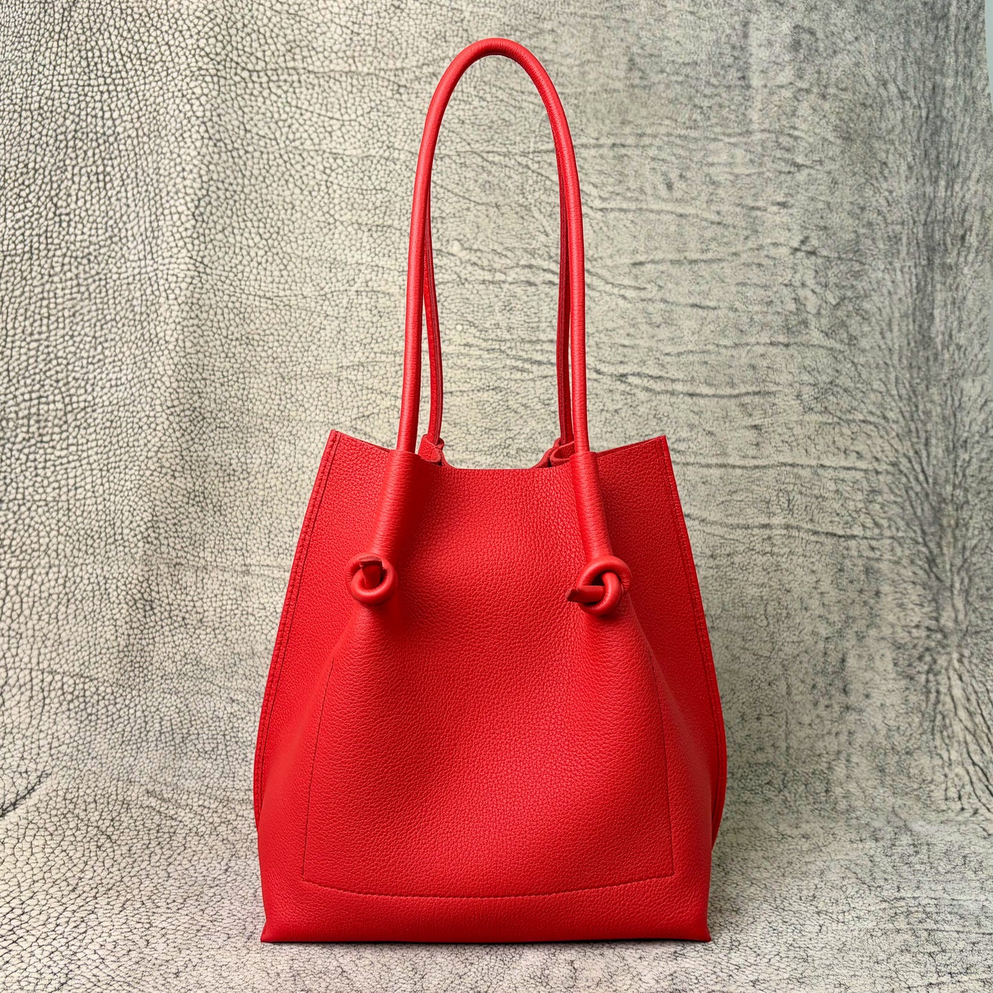 Flora Everyday Leather Tote | Togo Calf Red