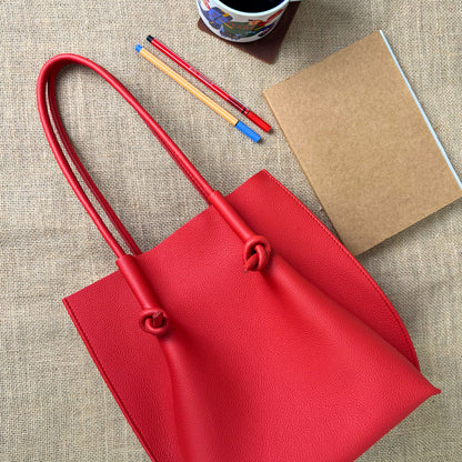 Flora Everyday Leather Tote | Togo Calf Red