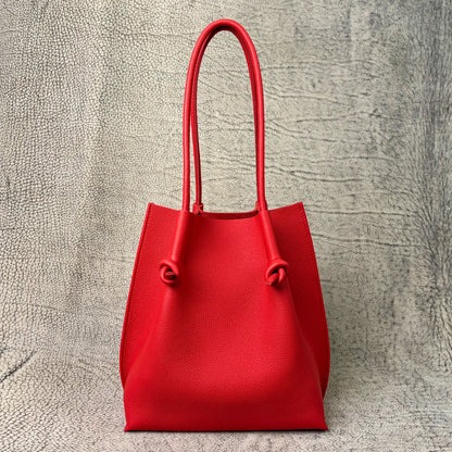 Flora Everyday Leather Tote | Togo Calf Red