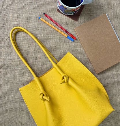 Flora Everyday Leather Tote | Togo Calf Yellow